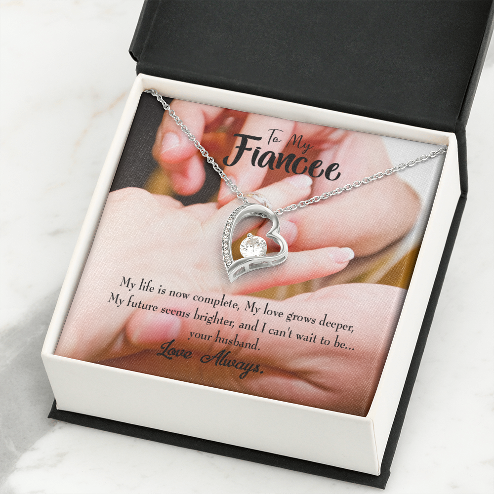 To My Fiancee Life is Now Complete Forever Necklace w Message Card-Express Your Love Gifts