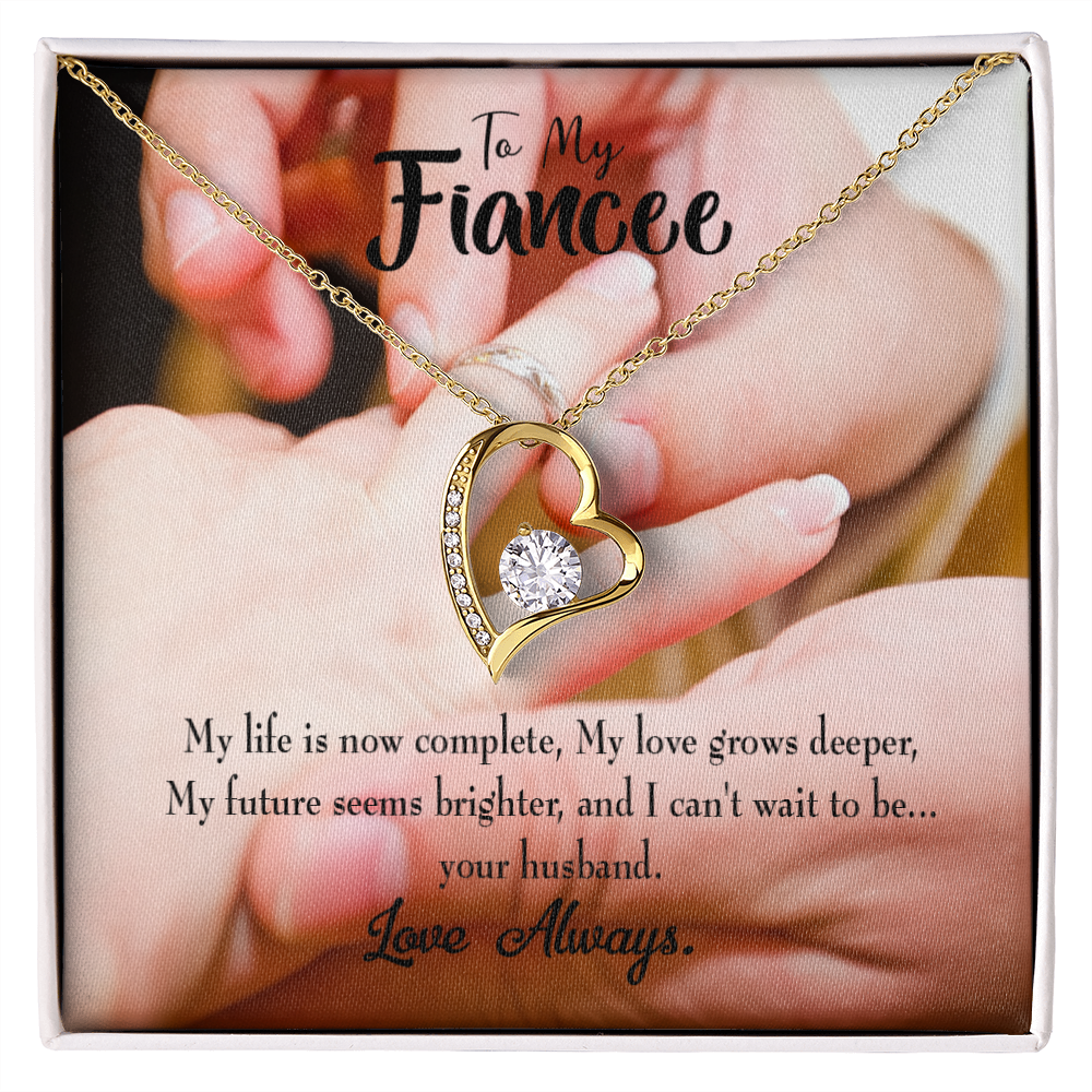 To My Fiancee Life is Now Complete Forever Necklace w Message Card-Express Your Love Gifts