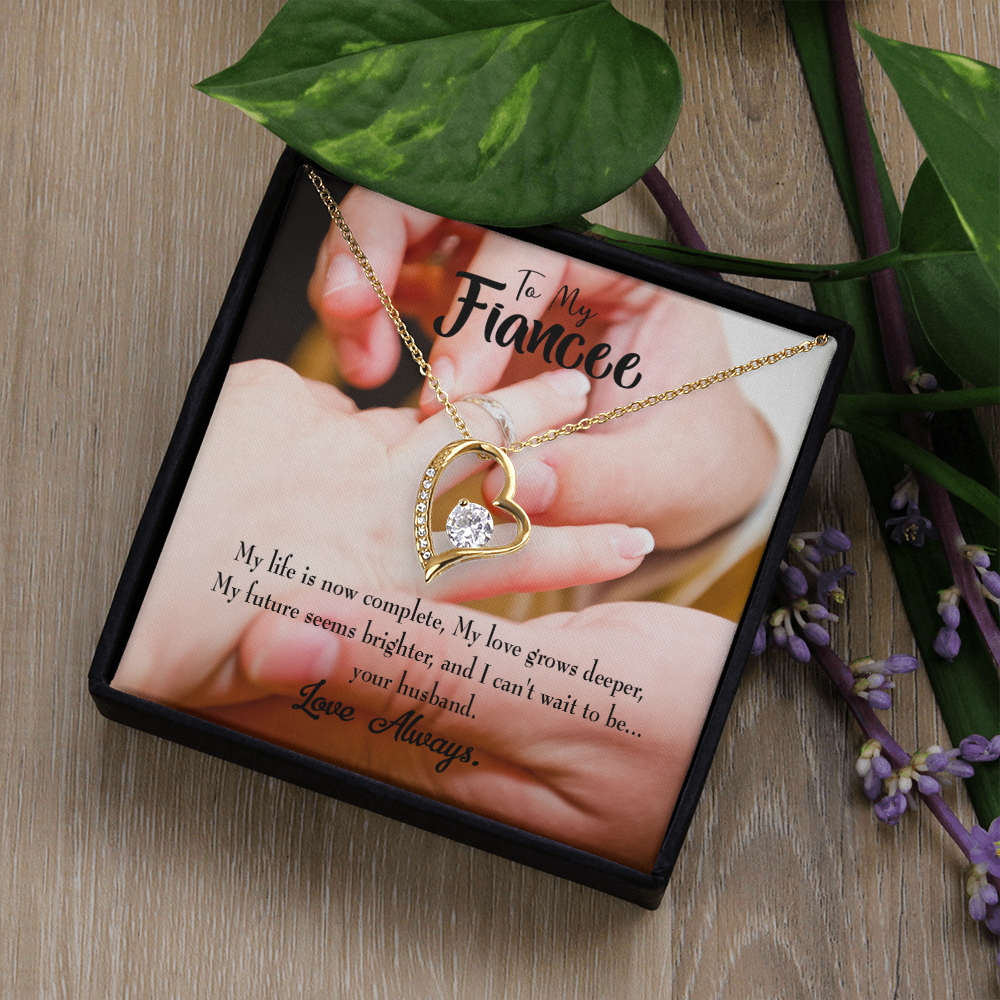 To My Fiancee Life is Now Complete Forever Necklace w Message Card-Express Your Love Gifts