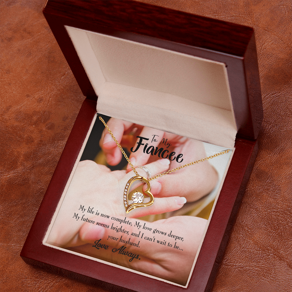 To My Fiancee Life is Now Complete Forever Necklace w Message Card-Express Your Love Gifts