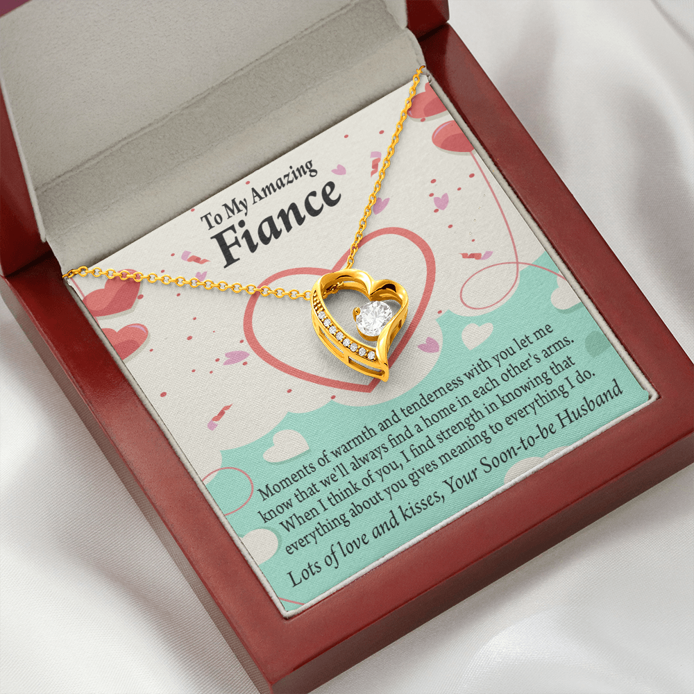 To My Fiancee Lots of Love And Kisses Forever Necklace w Message Card-Express Your Love Gifts