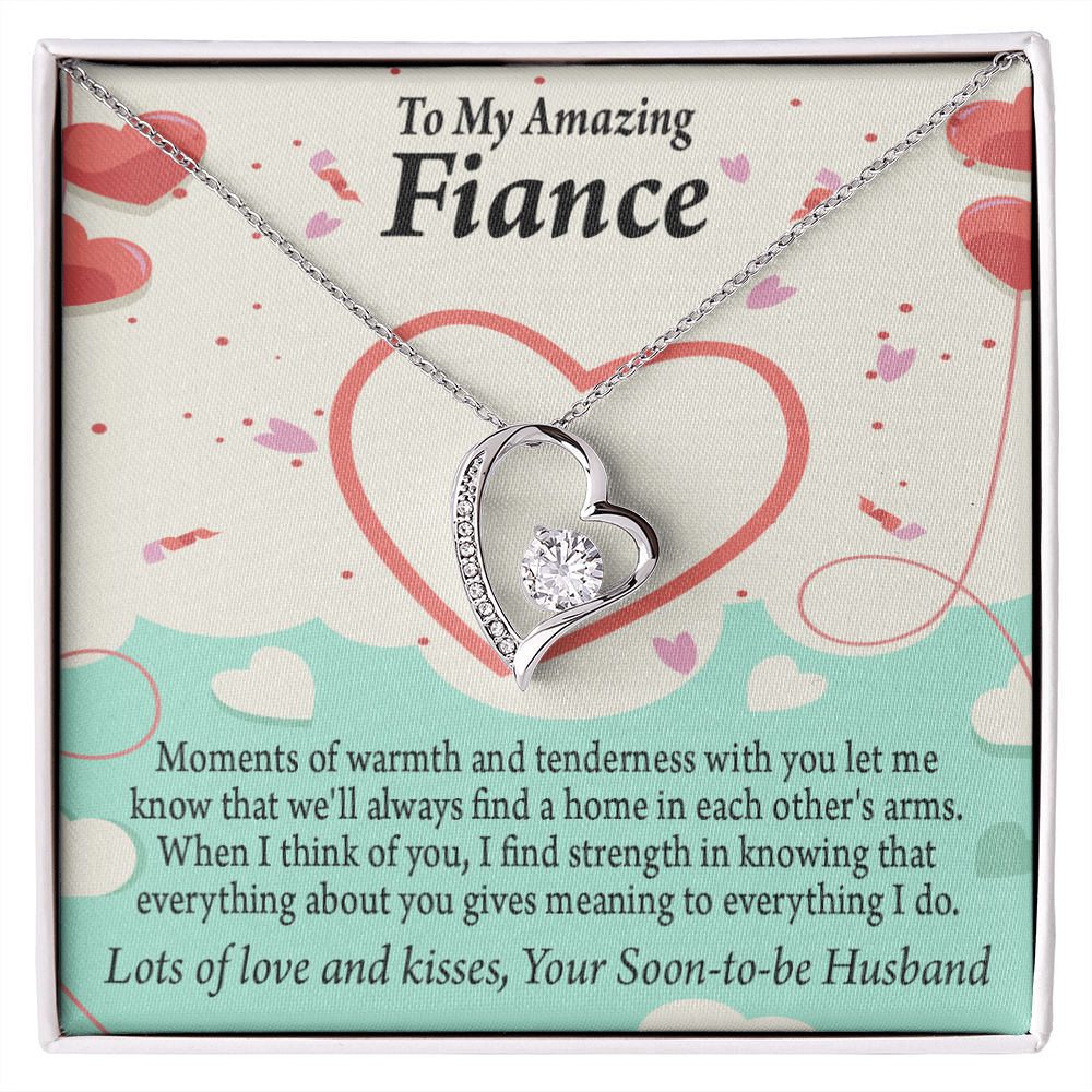 To My Fiancee Lots of Love And Kisses Forever Necklace w Message Card-Express Your Love Gifts