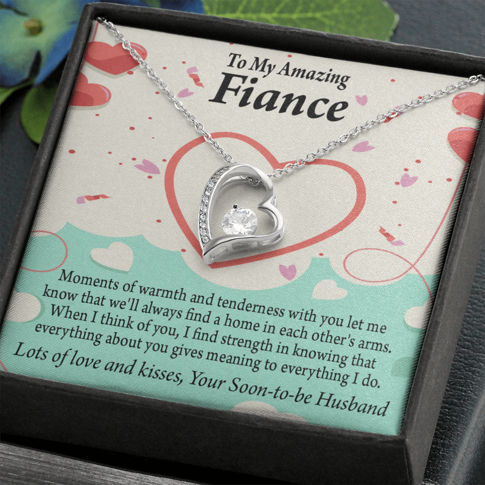 To My Fiancee Lots of Love And Kisses Forever Necklace w Message Card-Express Your Love Gifts