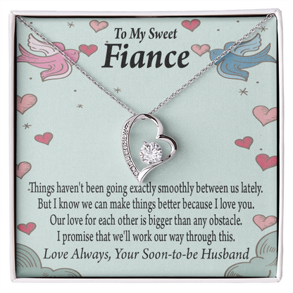 To My Fiancee Love Bigger Than Any Obstacle Forever Necklace w Message Card-Express Your Love Gifts