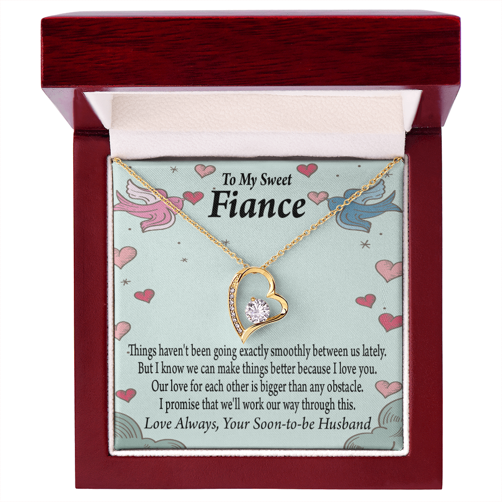 To My Fiancee Love Bigger Than Any Obstacle Forever Necklace w Message Card-Express Your Love Gifts