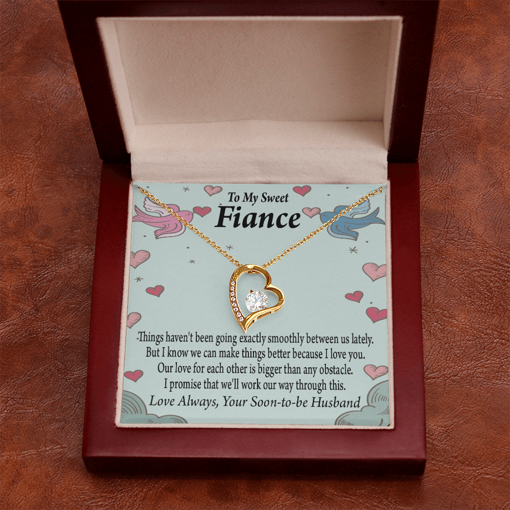 To My Fiancee Love Bigger Than Any Obstacle Forever Necklace w Message Card-Express Your Love Gifts