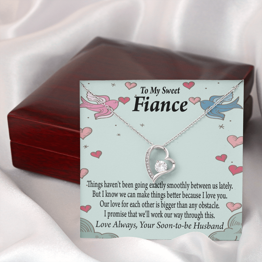 To My Fiancee Love Bigger Than Any Obstacle Forever Necklace w Message Card-Express Your Love Gifts