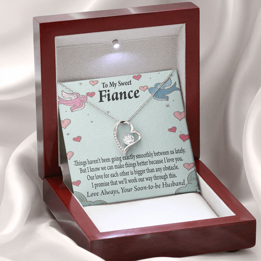 To My Fiancee Love Bigger Than Any Obstacle Forever Necklace w Message Card-Express Your Love Gifts