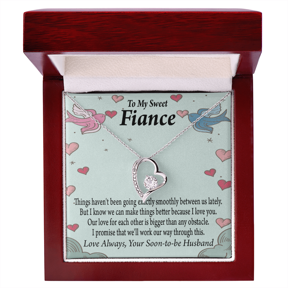 To My Fiancee Love Bigger Than Any Obstacle Forever Necklace w Message Card-Express Your Love Gifts