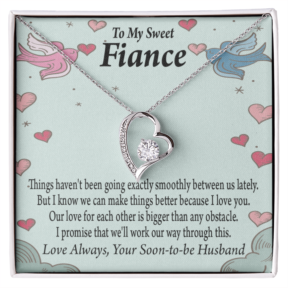 To My Fiancee Love Bigger Than Any Obstacle Forever Necklace w Message Card-Express Your Love Gifts