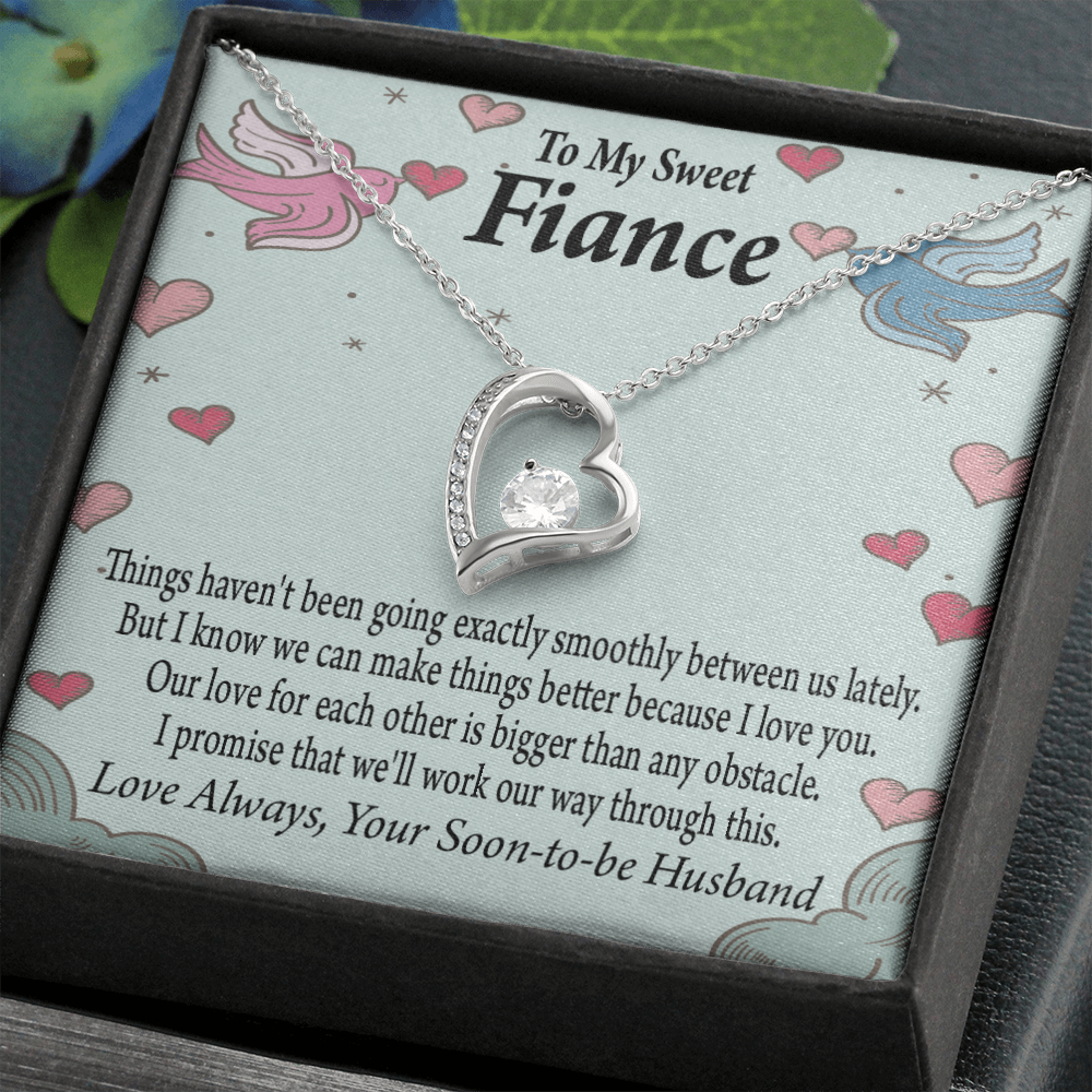 To My Fiancee Love Bigger Than Any Obstacle Forever Necklace w Message Card-Express Your Love Gifts