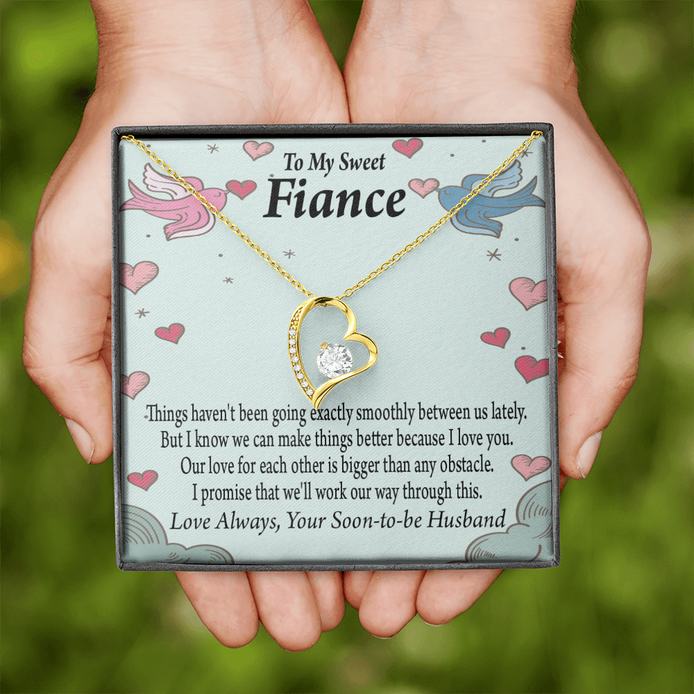 To My Fiancee Love Bigger Than Any Obstacle Forever Necklace w Message Card-Express Your Love Gifts