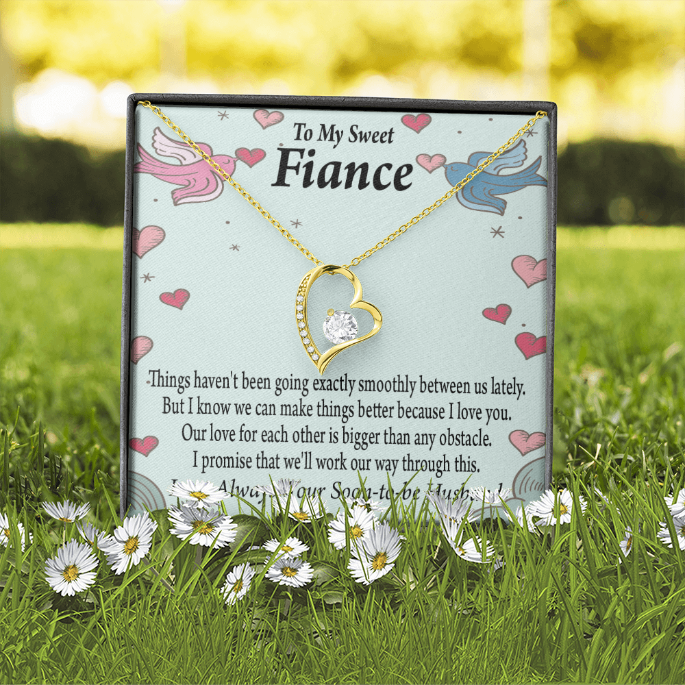 To My Fiancee Love Bigger Than Any Obstacle Forever Necklace w Message Card-Express Your Love Gifts