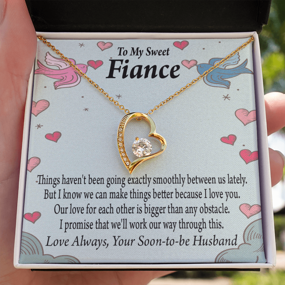 To My Fiancee Love Bigger Than Any Obstacle Forever Necklace w Message Card-Express Your Love Gifts