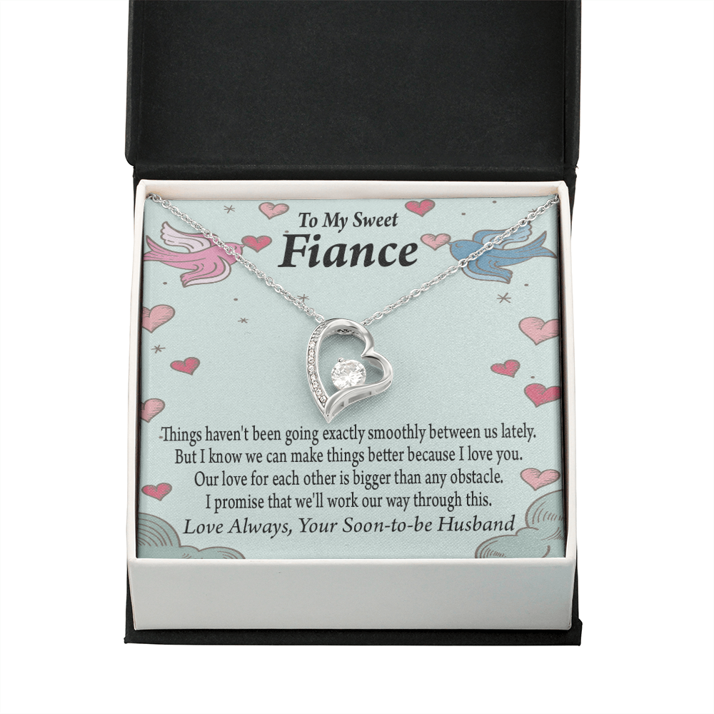 To My Fiancee Love Bigger Than Any Obstacle Forever Necklace w Message Card-Express Your Love Gifts