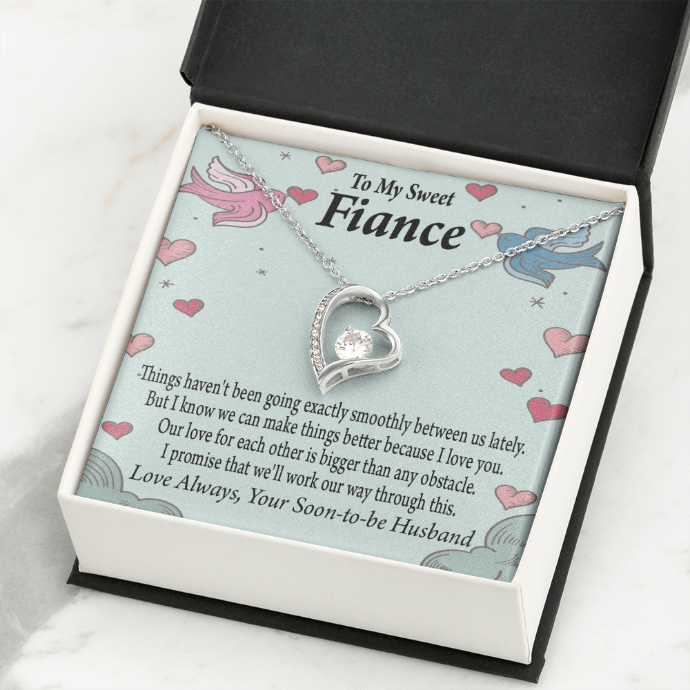 To My Fiancee Love Bigger Than Any Obstacle Forever Necklace w Message Card-Express Your Love Gifts