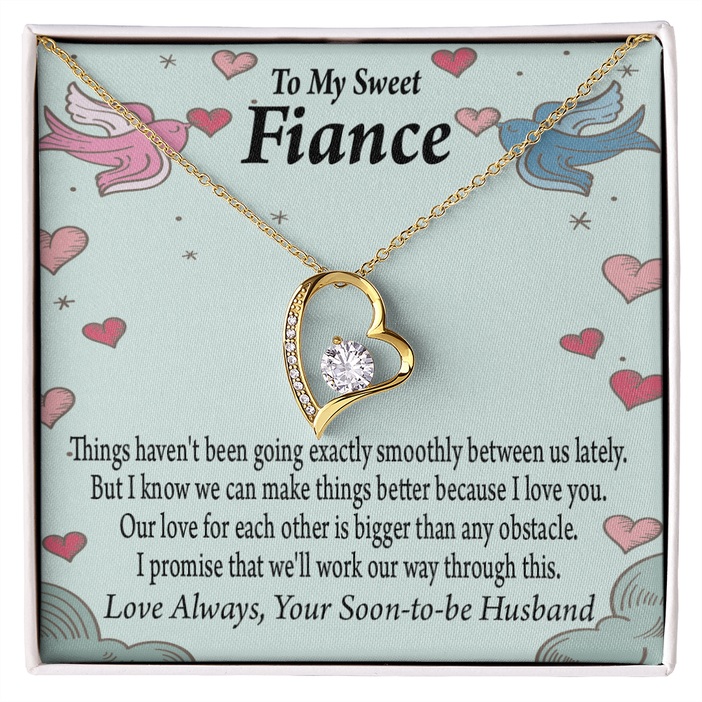 To My Fiancee Love Bigger Than Any Obstacle Forever Necklace w Message Card-Express Your Love Gifts