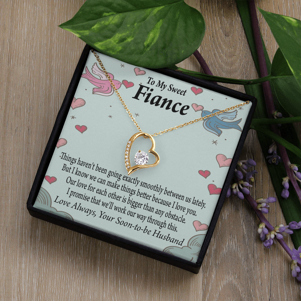 To My Fiancee Love Bigger Than Any Obstacle Forever Necklace w Message Card-Express Your Love Gifts