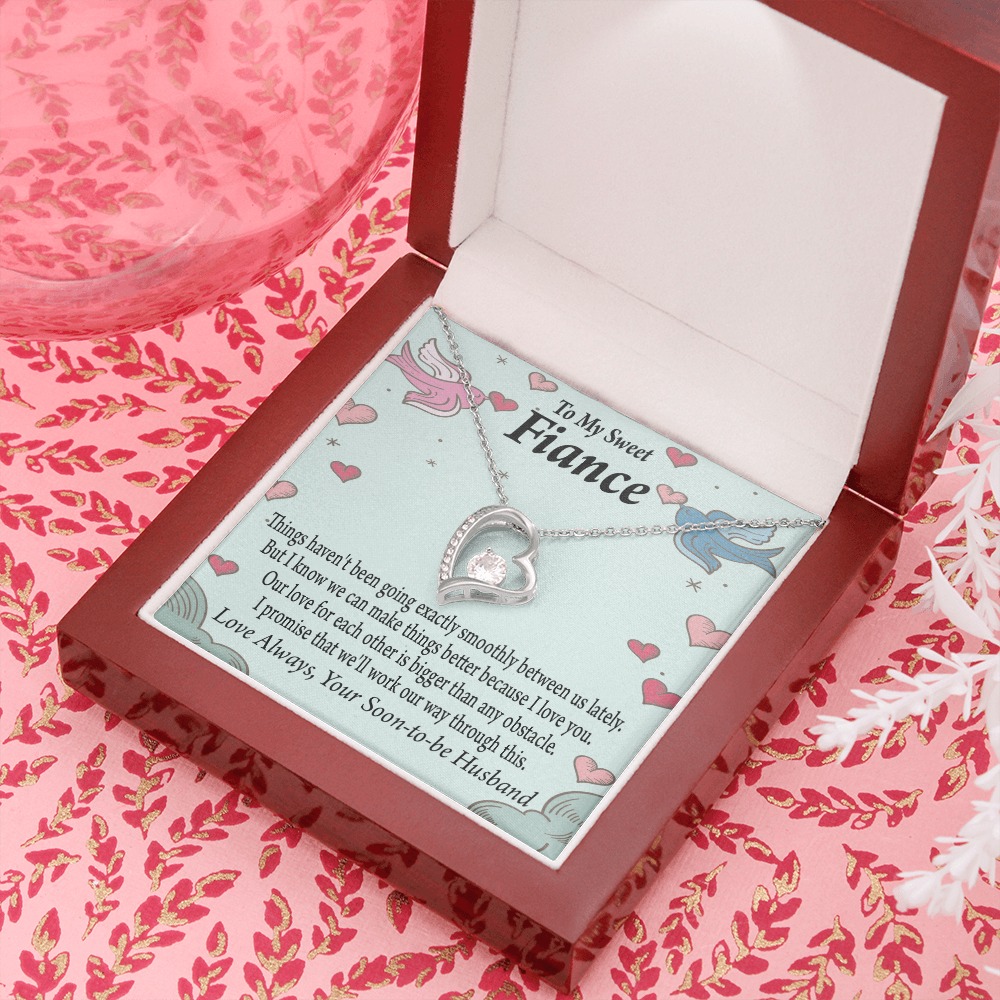 To My Fiancee Love Bigger Than Any Obstacle Forever Necklace w Message Card-Express Your Love Gifts