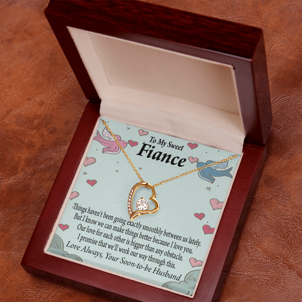 To My Fiancee Love Bigger Than Any Obstacle Forever Necklace w Message Card-Express Your Love Gifts