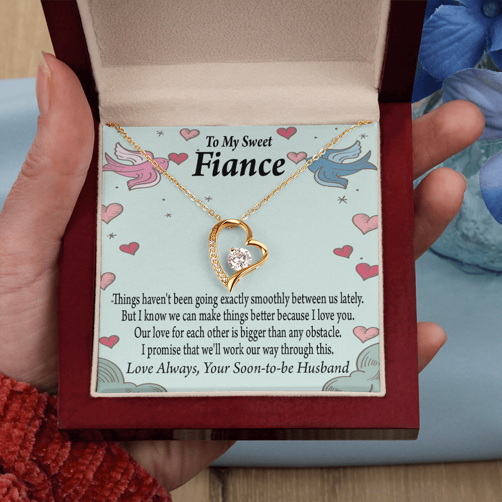 To My Fiancee Love Bigger Than Any Obstacle Forever Necklace w Message Card-Express Your Love Gifts