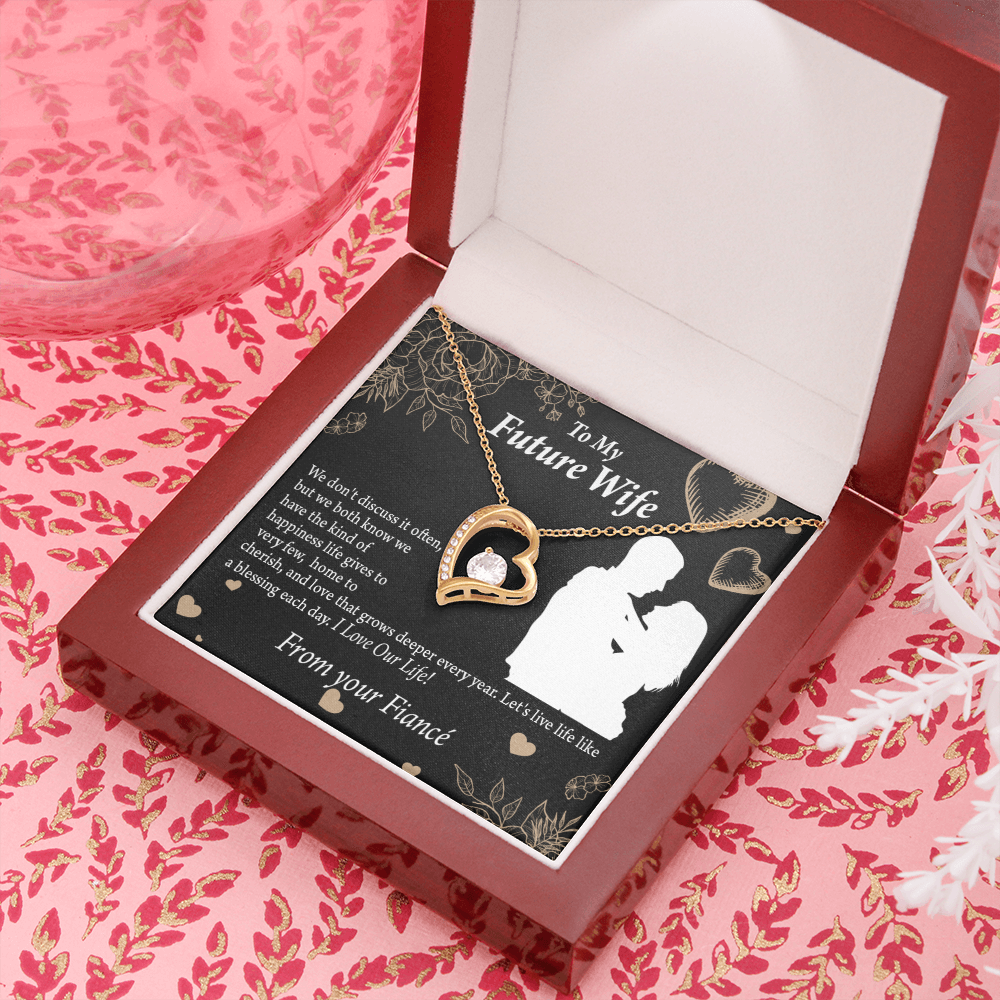 To My Fiancee Love You Always Forever Necklace w Message Card-Express Your Love Gifts