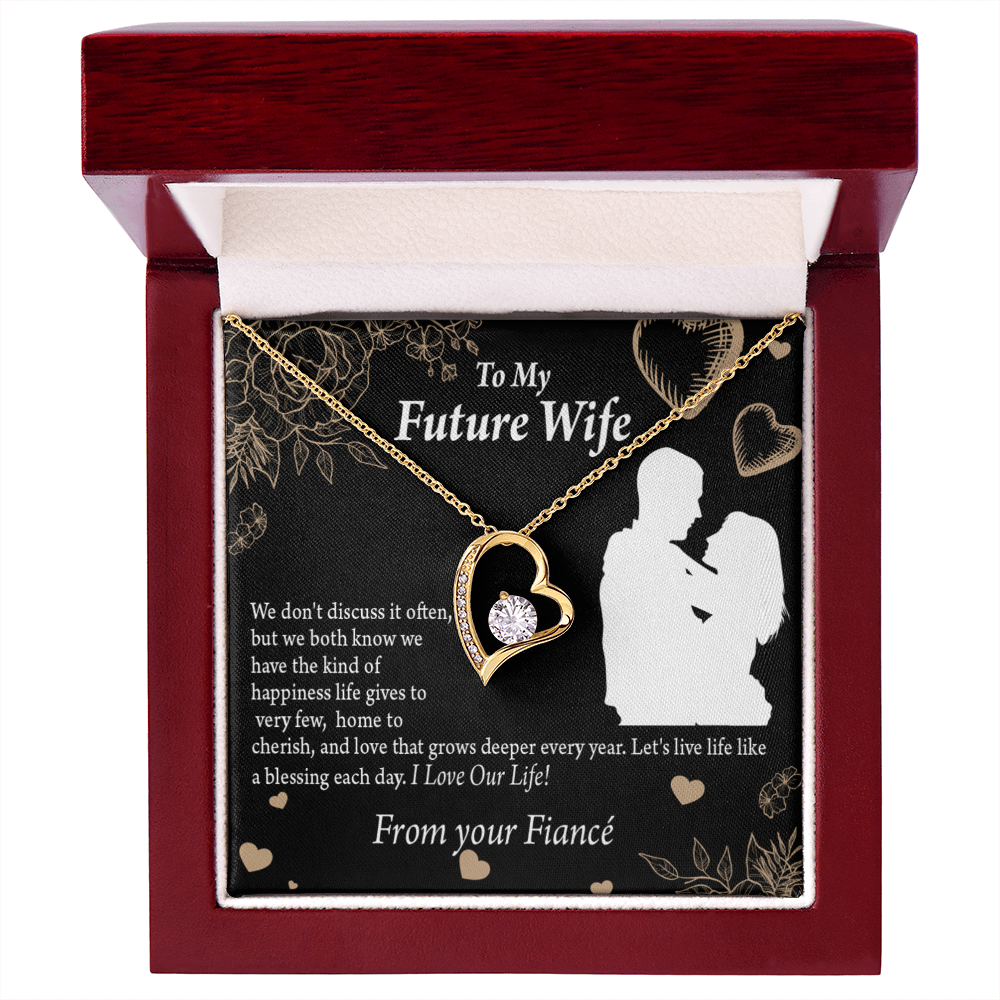 To My Fiancee Love You Always Forever Necklace w Message Card-Express Your Love Gifts