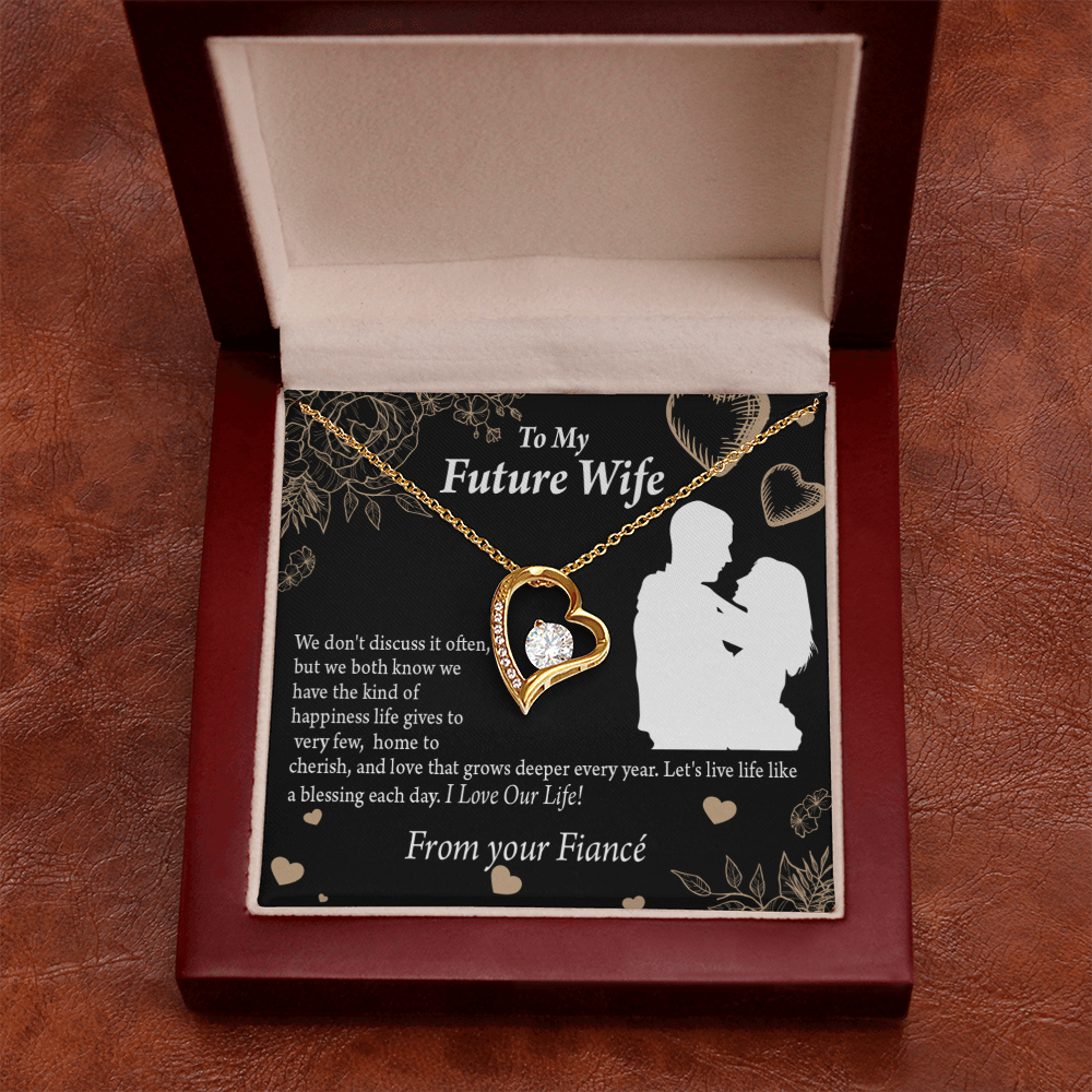 To My Fiancee Love You Always Forever Necklace w Message Card-Express Your Love Gifts