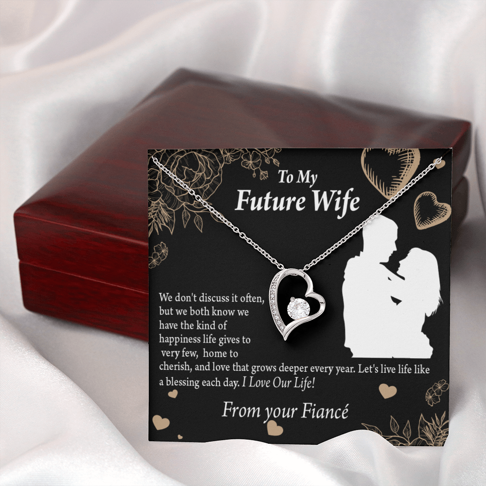 To My Fiancee Love You Always Forever Necklace w Message Card-Express Your Love Gifts