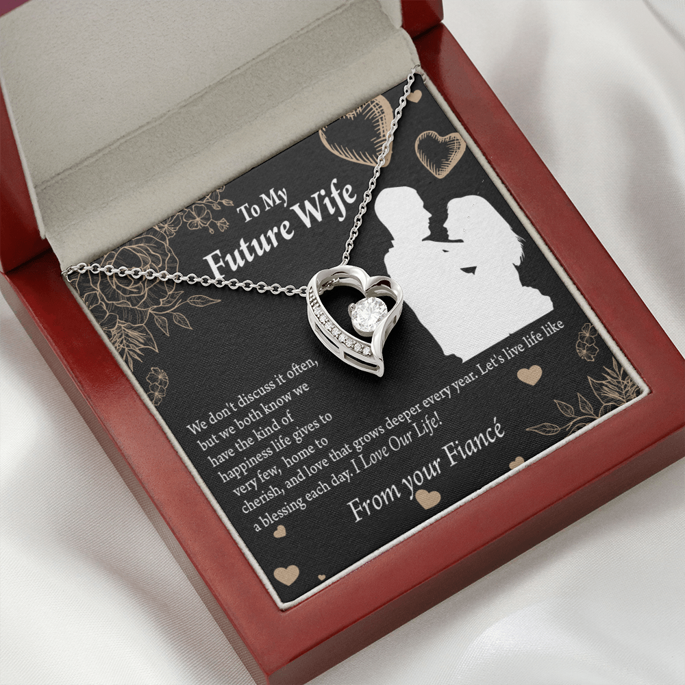 To My Fiancee Love You Always Forever Necklace w Message Card-Express Your Love Gifts