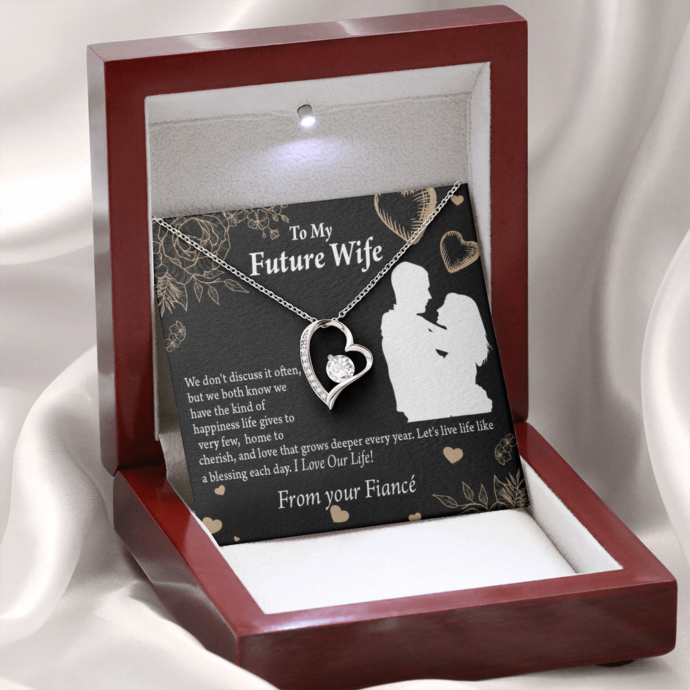 To My Fiancee Love You Always Forever Necklace w Message Card-Express Your Love Gifts