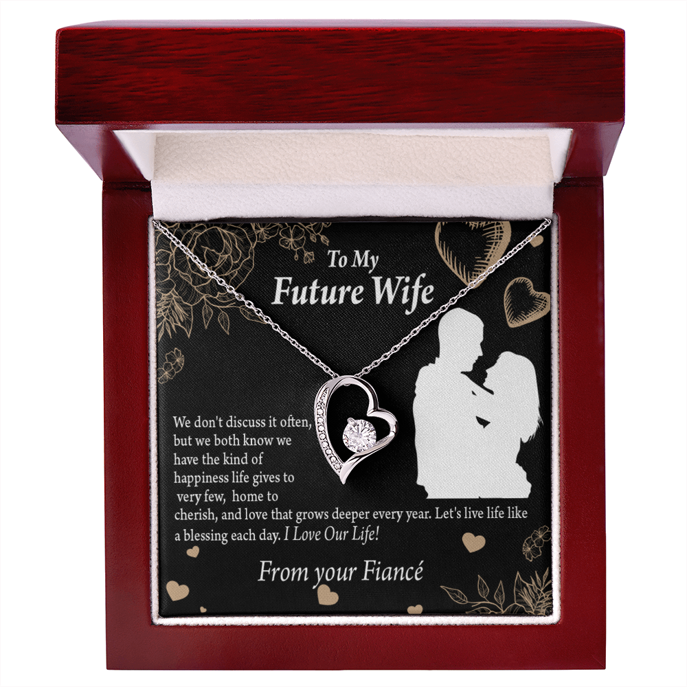 To My Fiancee Love You Always Forever Necklace w Message Card-Express Your Love Gifts