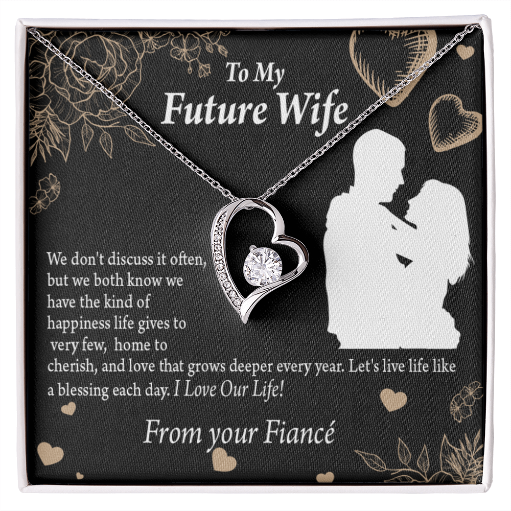 To My Fiancee Love You Always Forever Necklace w Message Card-Express Your Love Gifts