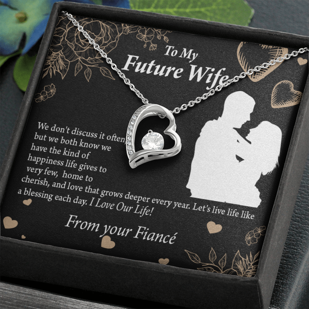 To My Fiancee Love You Always Forever Necklace w Message Card-Express Your Love Gifts