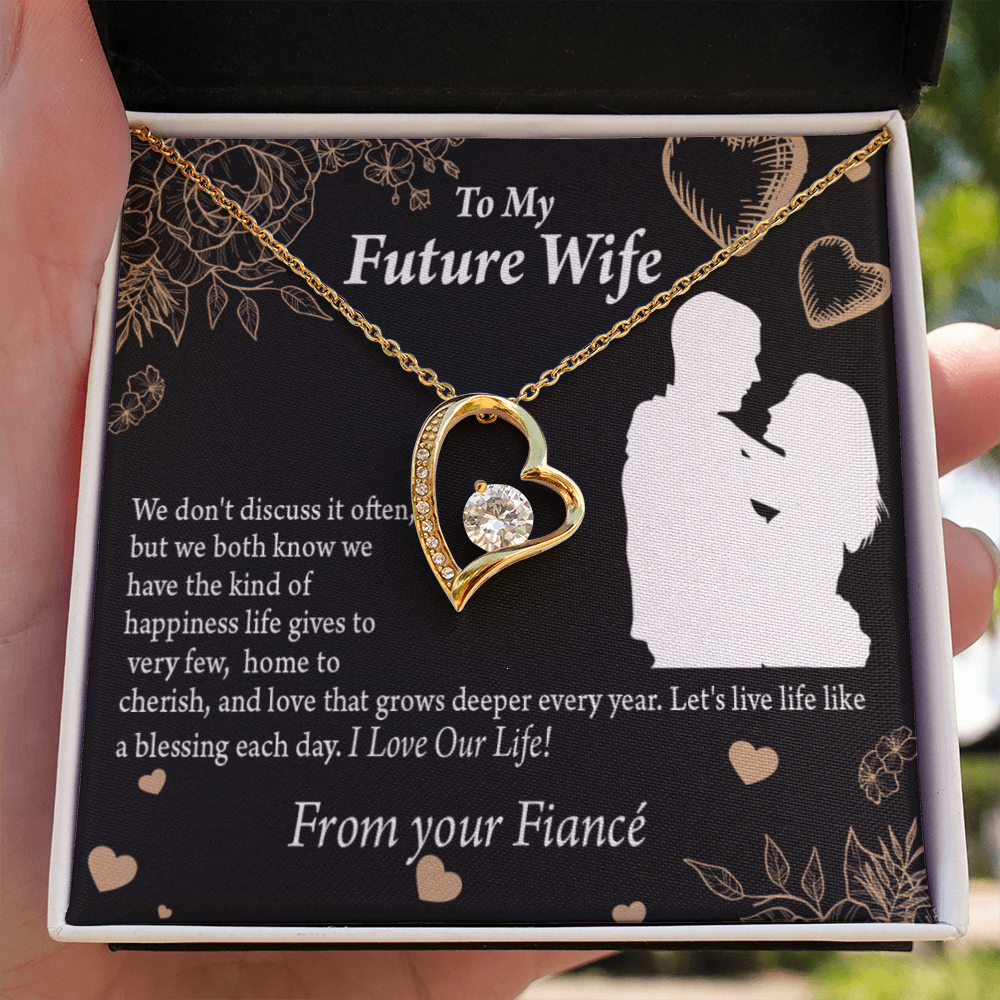 To My Fiancee Love You Always Forever Necklace w Message Card-Express Your Love Gifts