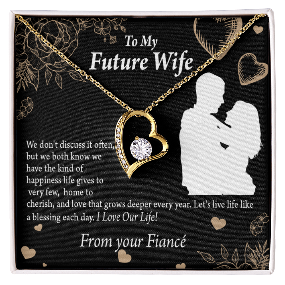 To My Fiancee Love You Always Forever Necklace w Message Card-Express Your Love Gifts