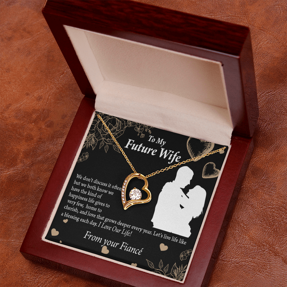 To My Fiancee Love You Always Forever Necklace w Message Card-Express Your Love Gifts