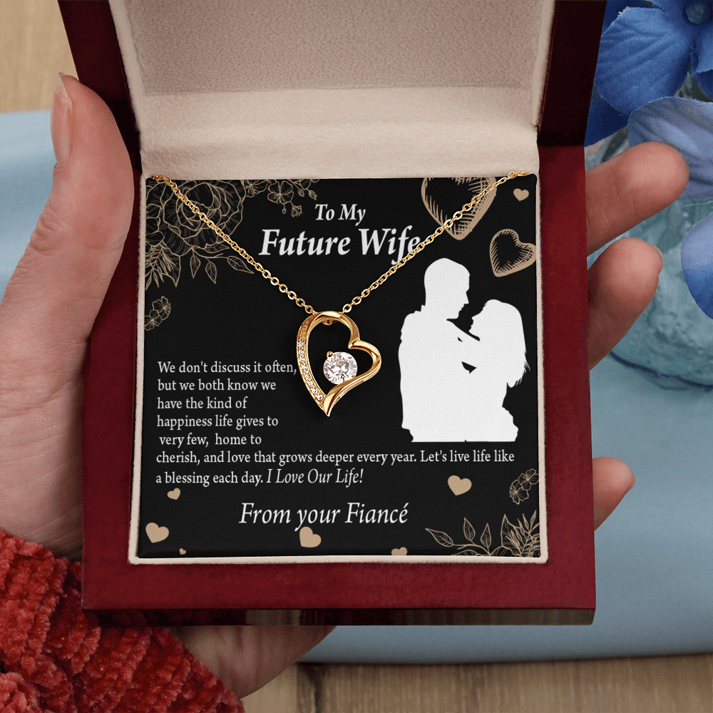 To My Fiancee Love You Always Forever Necklace w Message Card-Express Your Love Gifts