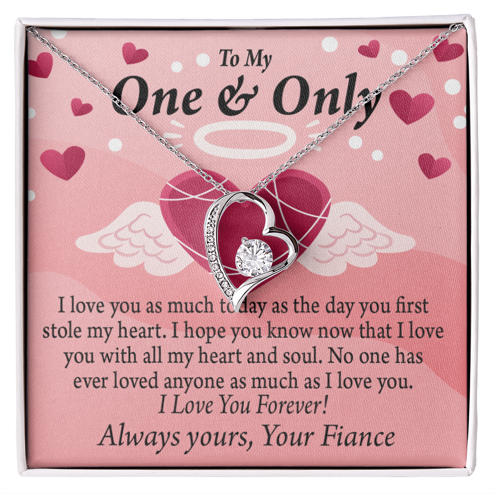 To My Fiancee Love You Forever Necklace w Message Card-Express Your Love Gifts