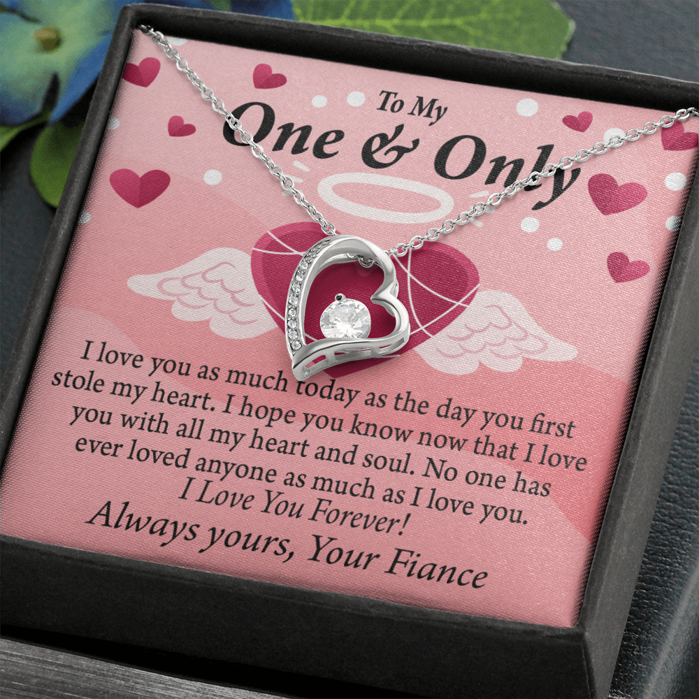 To My Fiancee Love You Forever Necklace w Message Card-Express Your Love Gifts