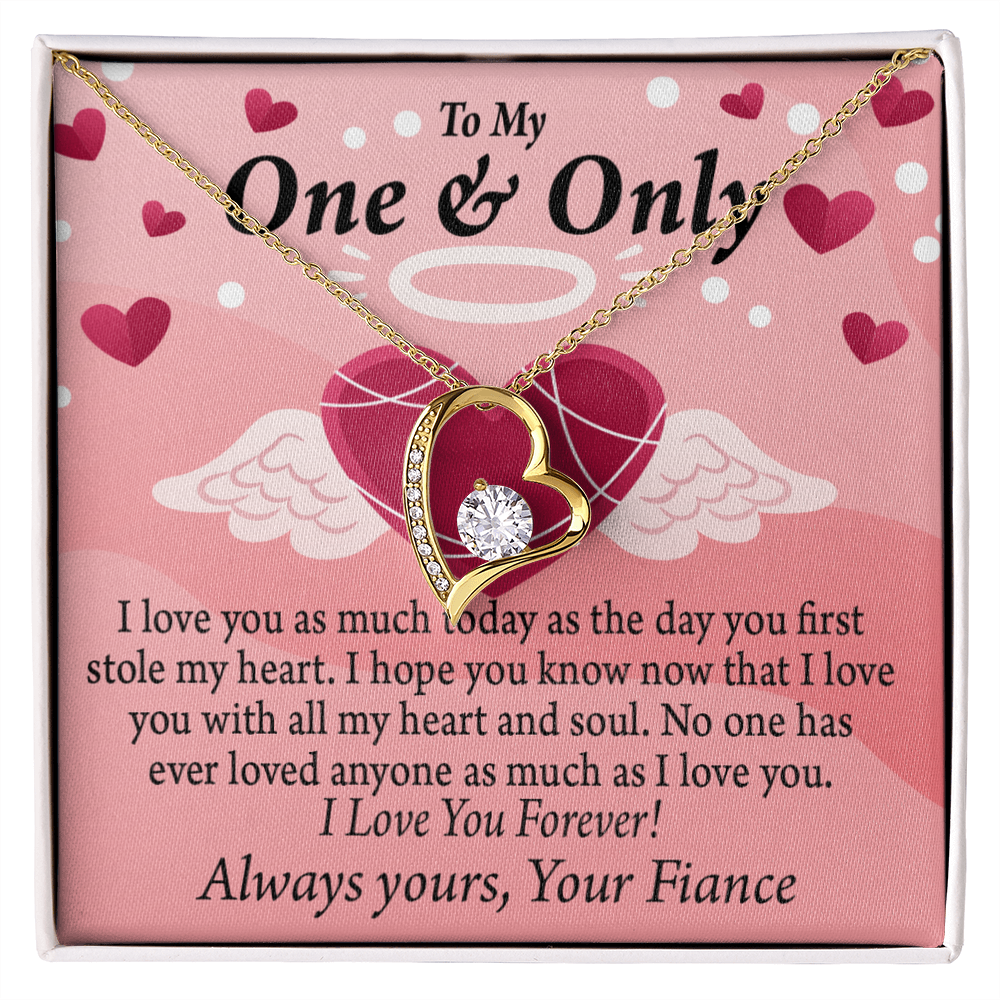 To My Fiancee Love You Forever Necklace w Message Card-Express Your Love Gifts