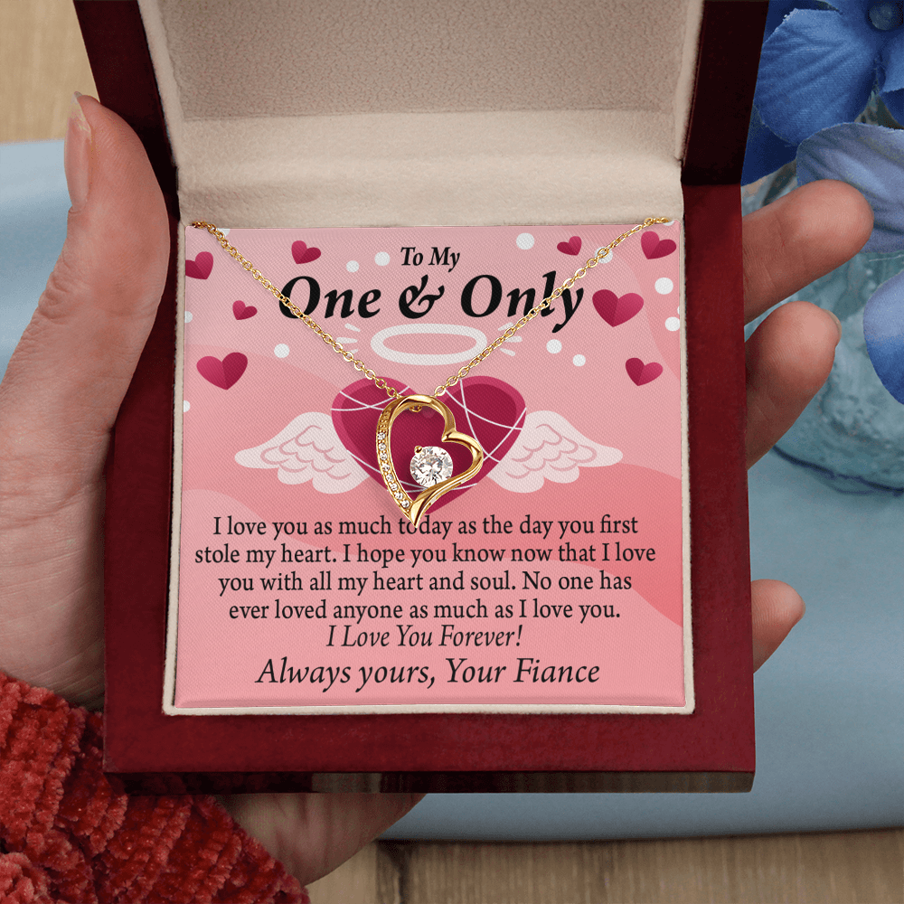 To My Fiancee Love You Forever Necklace w Message Card-Express Your Love Gifts