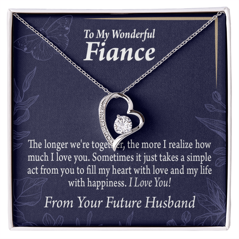 To My Fiancee Personalized To Fiancee Fill My Heart Forever Necklace w Message Card-Express Your Love Gifts