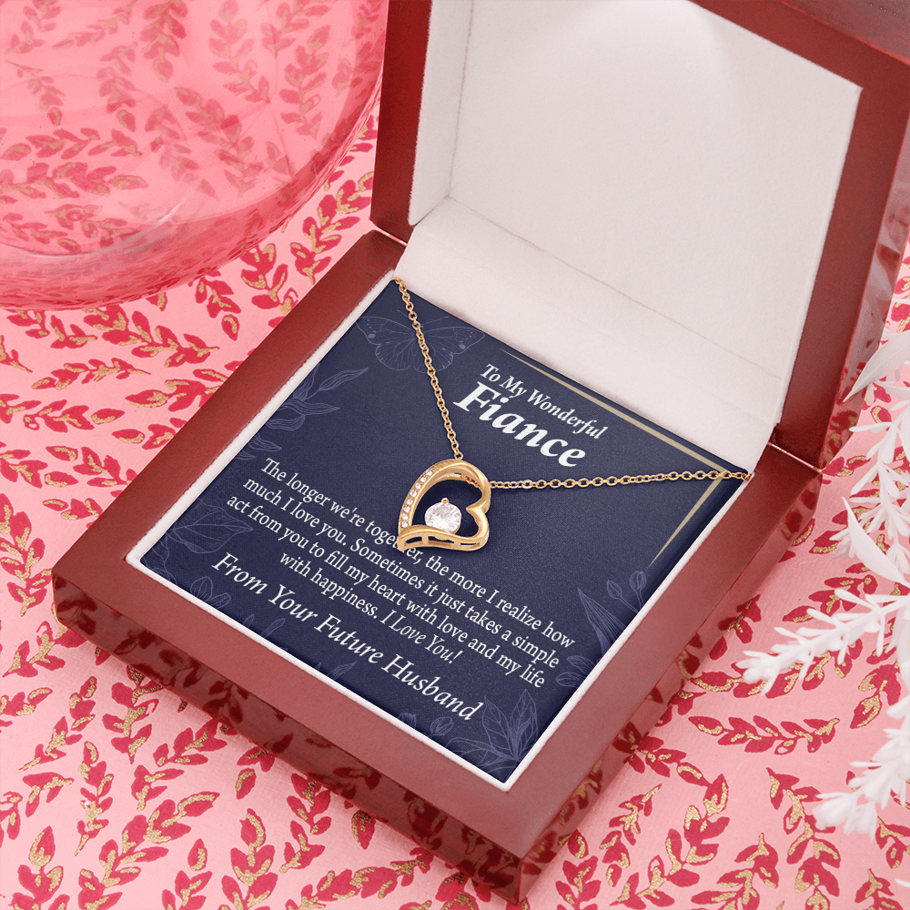 To My Fiancee Personalized To Fiancee Fill My Heart Forever Necklace w Message Card-Express Your Love Gifts