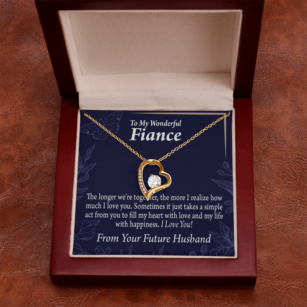 To My Fiancee Personalized To Fiancee Fill My Heart Forever Necklace w Message Card-Express Your Love Gifts