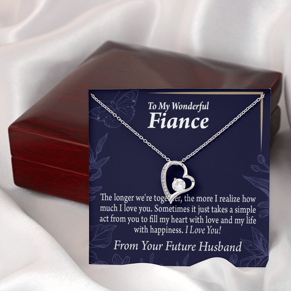 To My Fiancee Personalized To Fiancee Fill My Heart Forever Necklace w Message Card-Express Your Love Gifts