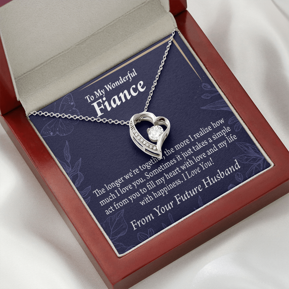 To My Fiancee Personalized To Fiancee Fill My Heart Forever Necklace w Message Card-Express Your Love Gifts