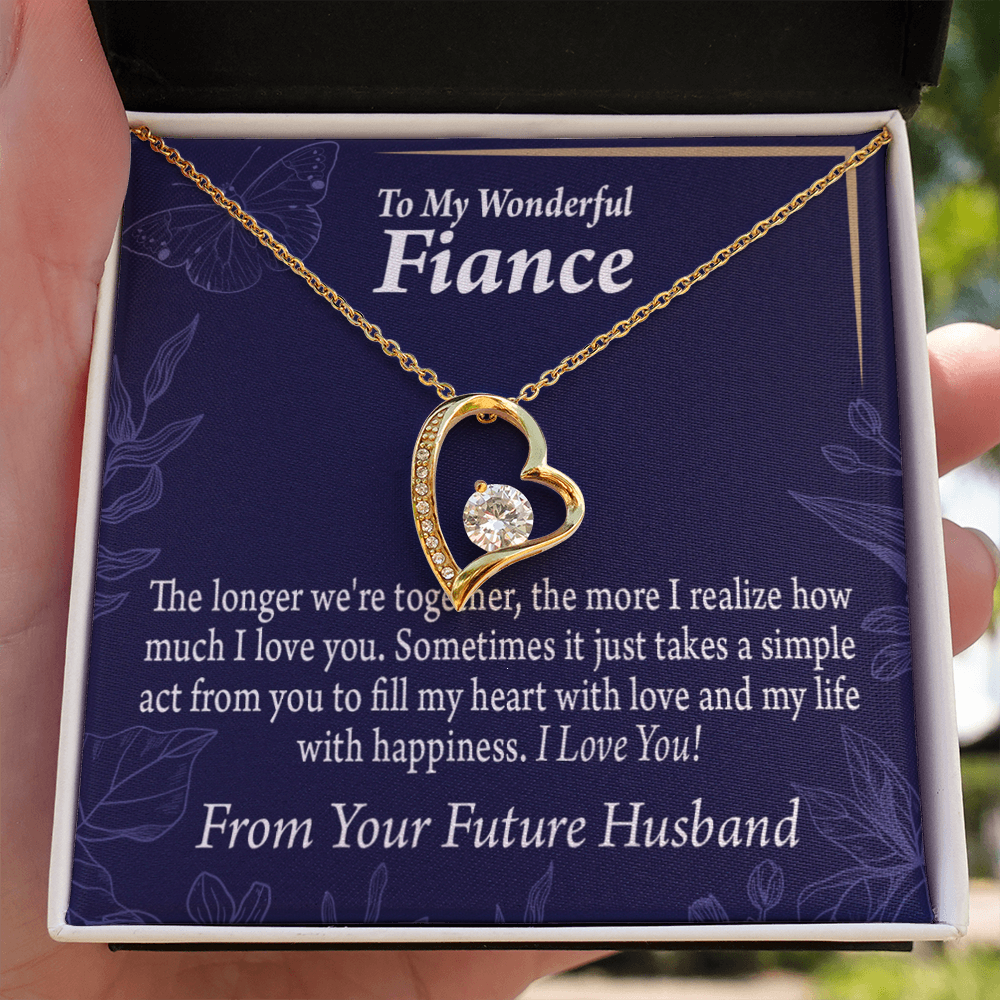 To My Fiancee Personalized To Fiancee Fill My Heart Forever Necklace w Message Card-Express Your Love Gifts