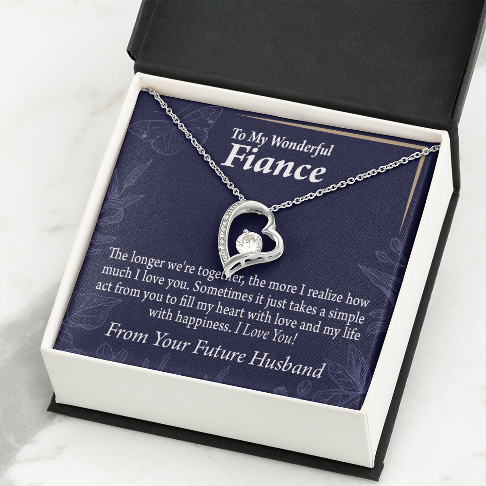 To My Fiancee Personalized To Fiancee Fill My Heart Forever Necklace w Message Card-Express Your Love Gifts