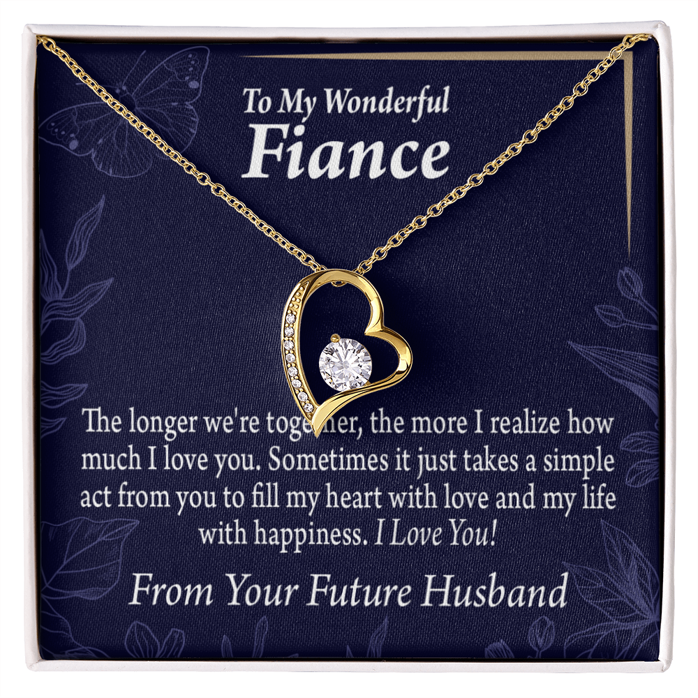 To My Fiancee Personalized To Fiancee Fill My Heart Forever Necklace w Message Card-Express Your Love Gifts